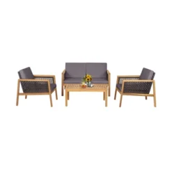 Tangkula 4-Piece Patio Acacia Wood Furniture Set Outdoor PE Rattan Conversation Set With Removable Cushions 16 Tangkula 4-Piece Patio Acacia Wood Furniture Set Outdoor PE Rattan Conversation Set With Removable Cushions -Garden Furniture Store GUEST 7d83b234 8064 436b bb0b eaf1d0d29453