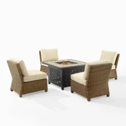Bradenton 5pc Outdoor Wicker Armless Chair & Fire Table Set - Crosley -Garden Furniture Store GUEST 7d872a26 7092 4804 b2ff 7443975fc0cc