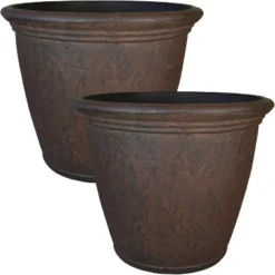 Sunnydaze Decor Sunnydaze Indoor/Outdoor Patio, Garden, Or Porch Weather-Resistant Double-Walled Anjelica Flower Pot Planter - 16" - Rust Finish -Garden Furniture Store GUEST 7eb441c5 1cb1 445e b5e4 bf612a5b7e0e