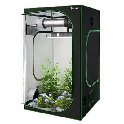 Costway 4x4 Grow Tent, 48''x48''x80'' High Reflective Mylar W/Observation Window GrayBlack 1 Costway 4x4 Grow Tent, 48''x48''x80'' High Reflective Mylar W/Observation Window GrayBlack