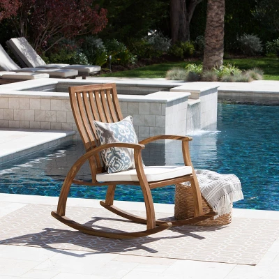 Cayo Acacia Wood Outdoor Patio Rocking Chair - Christopher Knight Home 1 Cayo Acacia Wood Outdoor Patio Rocking Chair - Christopher Knight Home