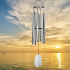Woodstock Wind Chimes Signature Collection, Woodstock Windsinger Chime, Amazing Grace 49'' Silver Wind Chime WWAG