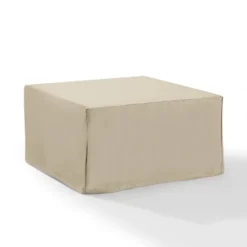 Outdoor Square Table & Ottoman Furniture Cover - Tan - Crosley