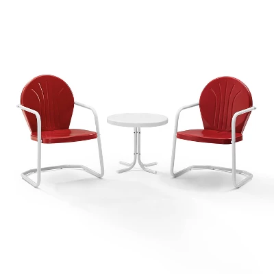 Griffith 3pc Metal Conversation Seating Set - Red - Crosley 2 Griffith 3pc Metal Conversation Seating Set - Red - Crosley - Image 2