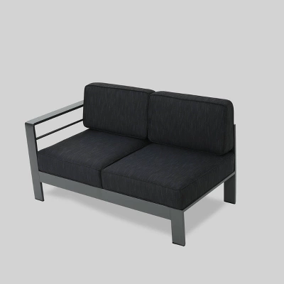 Cape Coral 5pc Aluminum Sofa Set With Cushions - Dark Gray - Christopher Knight Home 2 Cape Coral 5pc Aluminum Sofa Set With Cushions - Dark Gray - Christopher Knight Home - Image 2