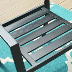 5pc Patio Set With 37" Square Metal Gridded Table With Umbrella Hole & Arm Chairs - Captiva Designs -Garden Furniture Store GUEST 812b013f 02c9 4190 8e17 d3ce8917ef96
