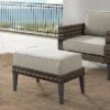 Prescott Outdoor Wicker Ottoman - Taupe/Brown - Crosley