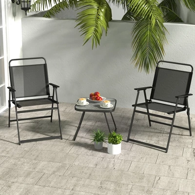 Costway 3pcs Patio Folding Conversation Chairs&Table Heavy-Duty Metal Outdoor Portable 1 Costway 3pcs Patio Folding Conversation Chairs&Table Heavy-Duty Metal Outdoor Portable