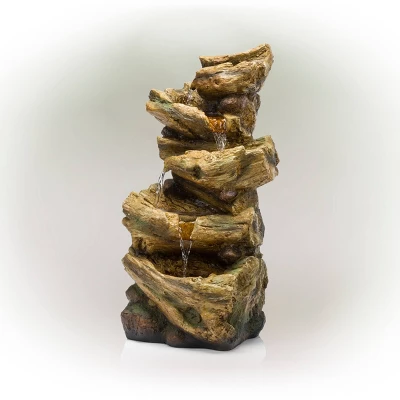 4 Tier Tree Trunk Log Fountain Brown/Gray - Alpine Corporation 2 4 Tier Tree Trunk Log Fountain Brown/Gray - Alpine Corporation - Image 2