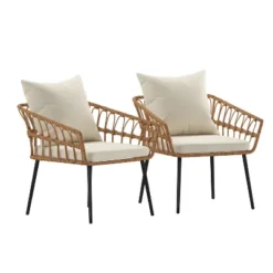 Flash Furniture Evin Set Of 2 Boho Indoor/Outdoor Rope Rattan Wicker Patio Chairs With All-Weather Cushions -Garden Furniture Store GUEST 82b1ce77 837c 4493 9b60 94d525d45141