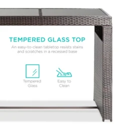 Best Choice Products 7-Piece Outdoor Rattan Wicker Bar Dining Patio Furniture Set W/ Glass Table Top, 6 Stools -Garden Furniture Store GUEST 82c581cf 81fb 4121 b554 361f78637357