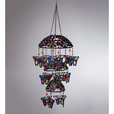 Wind & Weather Three-Tiered Solar Jeweled Lighted Butterfly Mobile 3 Wind & Weather Three-Tiered Solar Jeweled Lighted Butterfly Mobile - Image 3