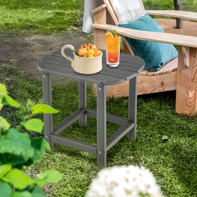 Tangkula 2PCS 18" Patio Adirondack Side Table Coffee Table Weather Resistant HDPE Garden Yard 1 Tangkula 2PCS 18" Patio Adirondack Side Table Coffee Table Weather Resistant HDPE Garden Yard