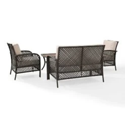 Tribeca 4pc Outdoor Wicker Conversation Set - Sand/Brown - Crosley -Garden Furniture Store GUEST 82f69fbc e428 43d2 ba43 c2fbe5b0f7e7