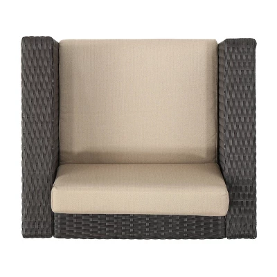 Puerta 5pc All-Weather Wicker Patio Club Chairs With Firepit Brown/Gray - Christopher Knight Home 8 Puerta 5pc All-Weather Wicker Patio Club Chairs With Firepit Brown/Gray - Christopher Knight Home - Image 8