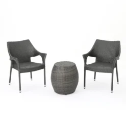 Pierce 3pc Wicker Chat Set - Gray - Christopher Knight Home