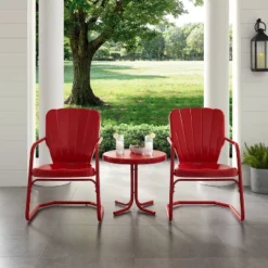 Ridgeland 3pc Outdoor Seating Set - Red - Crosley
