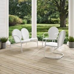Griffith 3pc Outdoor Seating Set - White - Crosley -Garden Furniture Store GUEST 841e35f5 93a1 4174 92f3 47300cc80bbc