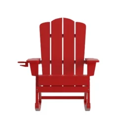 Flash Furniture Newport HDPE Adirondack Chair With Cup Holder And Pull Out Ottoman, All-Weather HDPE Indoor/Outdoor Chair -Garden Furniture Store GUEST 8449a29f 0e06 486e bcae b0a34d7a395e