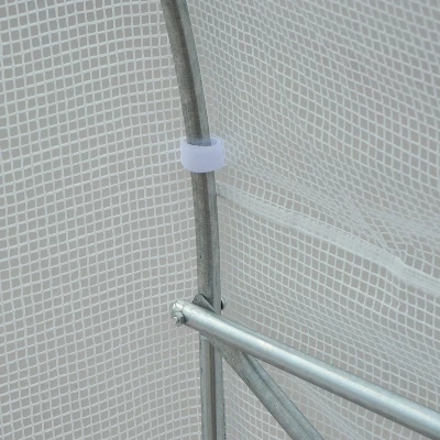 Outsunny 11.5' X 9.8' X 6.5' Outdoor Walk-In Tunnel Greenhouse Hot House With Roll-up Windows, Zippered Door, PE Cover, White 7 Outsunny 11.5' X 9.8' X 6.5' Outdoor Walk-In Tunnel Greenhouse Hot House With Roll-up Windows, Zippered Door, PE Cover, White - Image 7