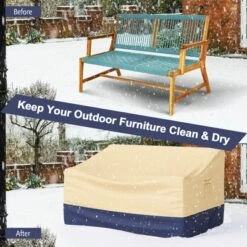 Costway Patio 60''x43'' 2-Seater Bench Loveseat Deep Sofa Cover Waterproof Handle Air Vent -Garden Furniture Store GUEST 84d82b84 4aae 41ce bf97 78b399845f2c