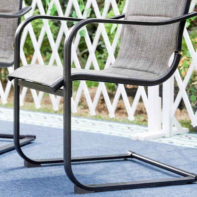 Patio Set With Steel Table With 1.57" Umbrella Hole & Metal Padded Sling C-Spring Arm Chairs - Captiva Designs 10 Patio Set With Steel Table With 1.57" Umbrella Hole & Metal Padded Sling C-Spring Arm Chairs - Captiva Designs - Image 10