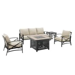 Kaplan 5pc Sofa Set With Fire Table - Oatmeal - Crosley -Garden Furniture Store GUEST 8615f7f1 5a0e 4020 8db6 590df34b9c32