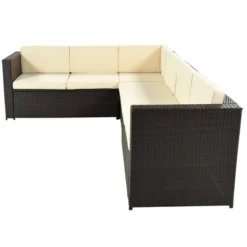 9pc Wicker Patio Sectional Seating Set With Cushions - Beige - GODEER -Garden Furniture Store GUEST 861cc7ae 3de0 4efb b242 8949b3ed8ead