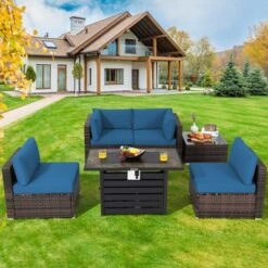 Costway 6PCS Patio Rattan Furniture Set 42'' Fire Pit Table Cover Sofa Cushion Off White/Black/Navy/Red/Turquoise 24 Costway 6PCS Patio Rattan Furniture Set 42'' Fire Pit Table Cover Sofa Cushion Off White/Black/Navy/Red/Turquoise -Garden Furniture Store GUEST 8807750e a84d 47bb b195 46936740ed7d