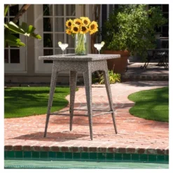 Puerta Square Wicker Bar Table Mixed Black - Christopher Knight Home -Garden Furniture Store GUEST 880bcded 3f5c 43a6 9481 eef158122234