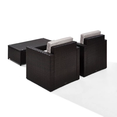Palm Harbor 3pc All-Weather Wicker Patio Seating Set - Gray Cushions - Crosley 4 Palm Harbor 3pc All-Weather Wicker Patio Seating Set - Gray Cushions - Crosley - Image 4