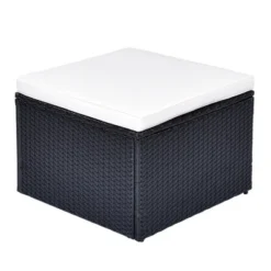 6pc Wicker Patio Conversation Set With Sofa, Arm Chairs, Ottomans & Coffee Table - Black/Beige - GODEER 23 6pc Wicker Patio Conversation Set With Sofa, Arm Chairs, Ottomans & Coffee Table - Black/Beige - GODEER -Garden Furniture Store GUEST 88abb2d1 3c35 4bf5 b4f2 2b0db1f92dc5