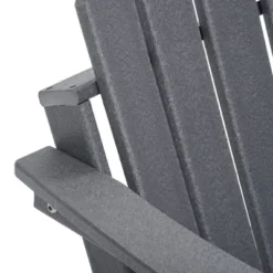 Outsunny 3 Piece Adirondack Chair Set Of 2, HDPE Folding Fire Pit Chairs And Patio Table, Outdoor Furniture With Slatted Seat, Dark Gray -Garden Furniture Store GUEST 89c6b222 0449 4fba a7d3 ea10855ea00c