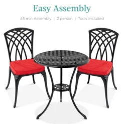 Best Choice Products 3-Piece Aluminum Patio Bistro Set W/ Umbrella Hole, 2 Chairs, Polyester Cushions - Black/Red 10 Best Choice Products 3-Piece Aluminum Patio Bistro Set W/ Umbrella Hole, 2 Chairs, Polyester Cushions - Black/Red -Garden Furniture Store GUEST 89e1a2cc 77de 4e9b b191 262eee895e1a