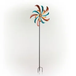64" Metal Jeweled Metal Blade Windmill Spinner Garden Stake - Alpine Corporation -Garden Furniture Store GUEST 89ea15df 083e 4f72 95b7 1ef6b7d25e09