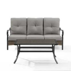 2pc Dahlia Outdoor Steel Conversation Set Taupe/Matte Black - Crosley -Garden Furniture Store GUEST 8a006407 3390 4eb2 a65b af2849dcccc6