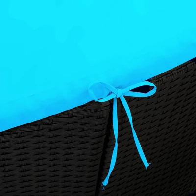 6pc Wicker Round Outdoor Sectional Set With Cushions - Black/Blue - GODEER 16 6pc Wicker Round Outdoor Sectional Set With Cushions - Black/Blue - GODEER - Image 16