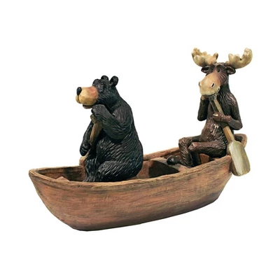 Design Toscano Moose And Black Bear In A Boat Statue - Multicolored 1 Design Toscano Moose And Black Bear In A Boat Statue - Multicolored
