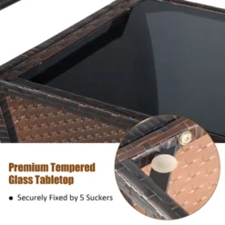 Costway Patio Rattan Bar Serving Cart Wheels Ice Bucket Glass Top Handle Garden -Garden Furniture Store GUEST 8a604216 1faf 4ddb be1c 4c3cac552d9d