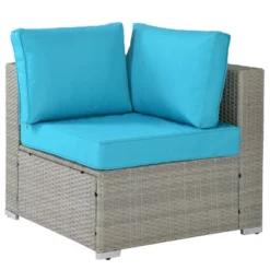 7pc Wicker Patio Conversation Set With Pillows & Cushion - Gray/Blue - GODEER -Garden Furniture Store GUEST 8b0ae97f c1fb 4c07 9b0f 0fb3f250a7cd 1