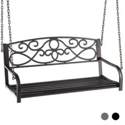 Tangkula Patio Hanging Porch Swing Outdoor 2-Person Metal Swing Bench Chair W/ Chains -Garden Furniture Store GUEST 8b0f1898 37e8 492e ac40 9881cb2c0e41