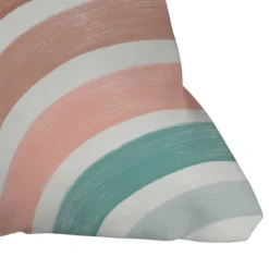 Emanuela Carratoni Double Retro Rainbows Outdoor Throw Pillow Orange - Deny Designs