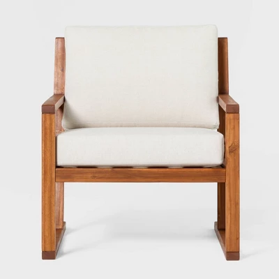 Saracina Home Modern Slat-Back Acacia Outdoor Arm Chair With Cushions 5 Saracina Home Modern Slat-Back Acacia Outdoor Arm Chair With Cushions - Image 5