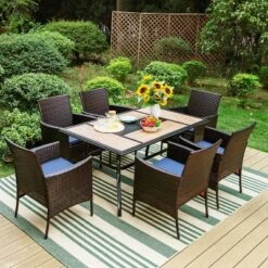 Captiva Designs Outdoor Rectangle Steel Dining Table With 1.57" Umbrella Hole -Garden Furniture Store GUEST 8ce04b2d 07ba 4778 a98a d99c2b7d506e