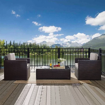 Palm Harbor 3pc All-Weather Wicker Patio Seating Set - Gray Cushions - Crosley 9 Palm Harbor 3pc All-Weather Wicker Patio Seating Set - Gray Cushions - Crosley - Image 9