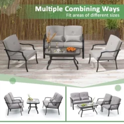 Costway 4 PCS Patio Furniture Set Outdoor Conversation Sofa Tempered Glass Coffee Table -Garden Furniture Store GUEST 8d31bc29 4d07 4a96 8077 4eada05f75d6