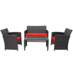 Costway 4PCS Patio Rattan Furniture Set Cushioned Chair Sofa Coffee Table White/Navy/Turquoise/Red 21 Costway 4PCS Patio Rattan Furniture Set Cushioned Chair Sofa Coffee Table White/Navy/Turquoise/Red -Garden Furniture Store GUEST 8d5cc62d b7fb 4677 a9f9 34d6ba020e3c