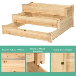 Costway 3 Tier Wooden Raised Vegetable Garden Bed Elevated Planter Kit Outdoor Gardening -Garden Furniture Store GUEST 8e24a977 b8cc 4294 8b83 0de683a151f2
