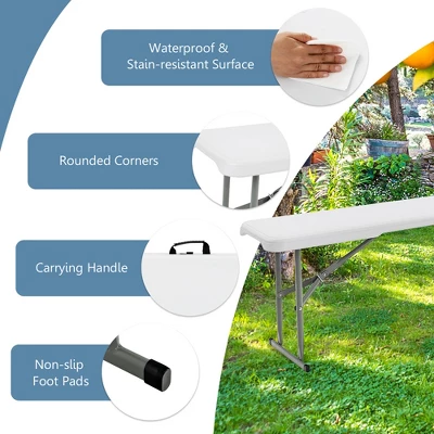 Costway 6 FT Portable Folding Bench Outdoor Picnic Bench 550 Lbs Limited For Dining 7 Costway 6 FT Portable Folding Bench Outdoor Picnic Bench 550 Lbs Limited For Dining - Image 7