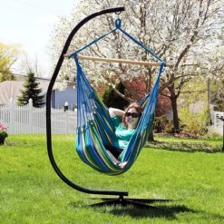 Sunnydaze Decor Sunnydaze Jumbo Extra Large Hanging Rope Hammock Chair Swing For Backyard And Patio - 330 Lb Capacity - Ocean Breeze -Garden Furniture Store GUEST 8ebd487e 255f 4a48 8839 98beaf2860f3